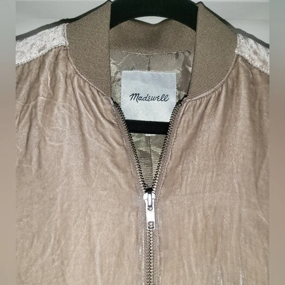 Women's Tan Velvet Bomber Jacket NWOT Size XXS - Picture 7 of 15